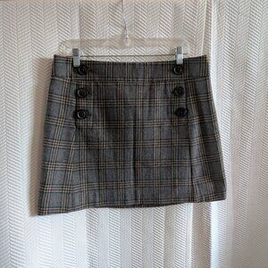 GAP Wool Blend Grey Plaid Mini Skirt Size 8 Dark Academia Preppy Classic